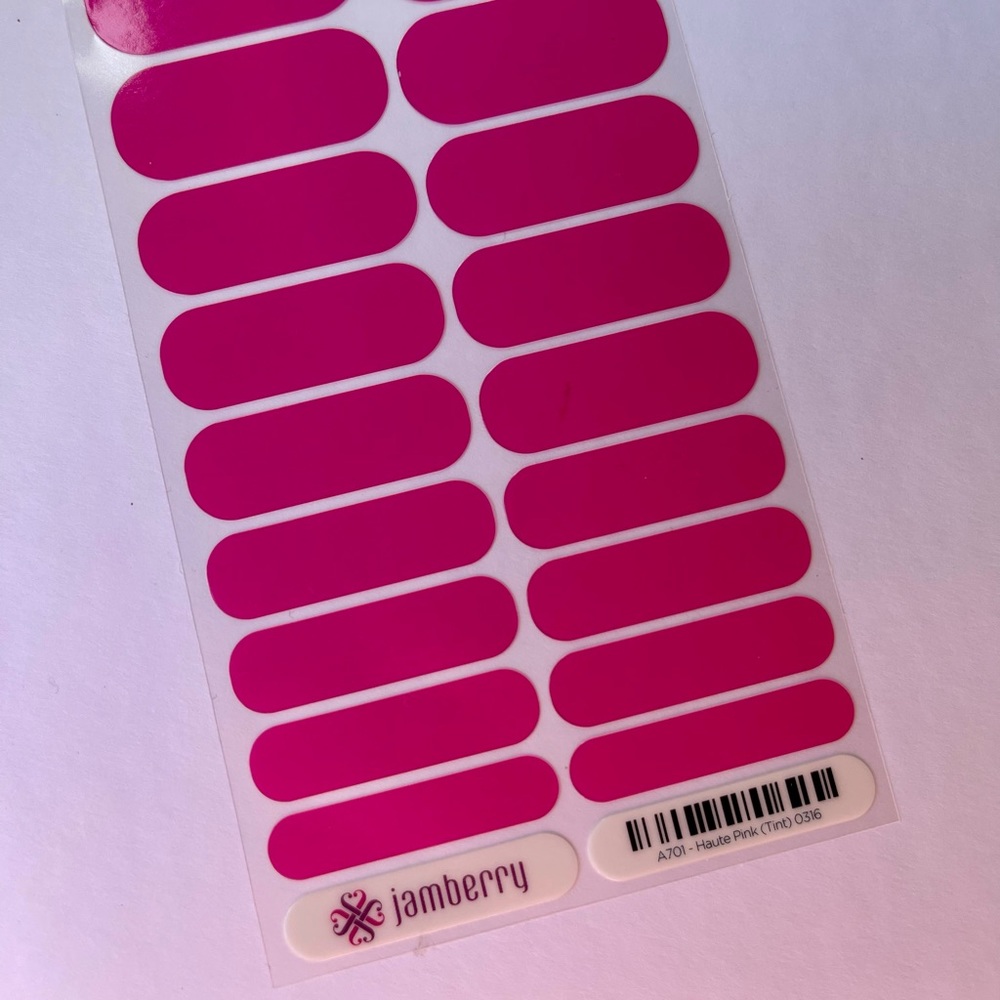 Jamberry nails - full sheet: “Haute Pink (Tint)”